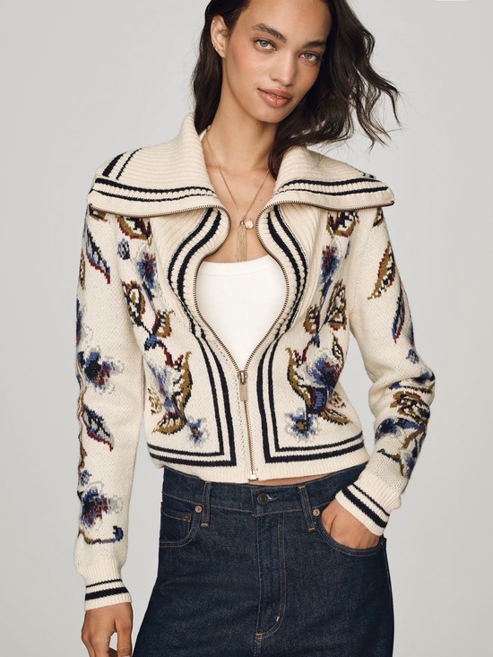 FARM Rio Sweaters - FARM Rio Cream Nature Knit Cardigan Size XS